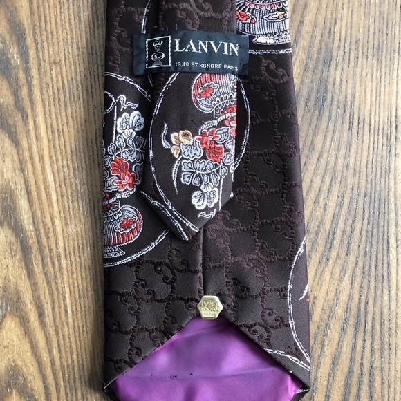 🎄Lanvin vintage tie polyester  brown purple wide VTG - Picture 5 of 9
